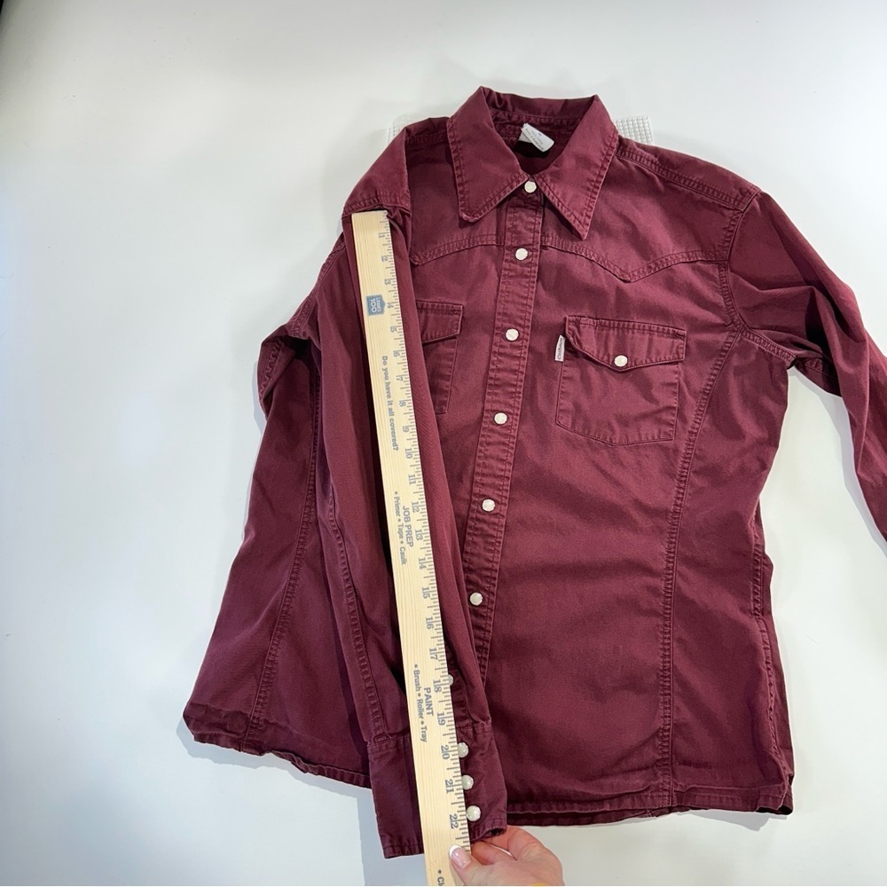 Carhartt western pearl snap shirt cotton workwear burgundy regular M - Picture 11 of 11
